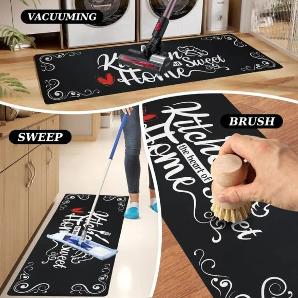 New 3Pcs Farmhouse Kitchen Rug Set, Non Slip Cushioned Waterproof Mats for Floor